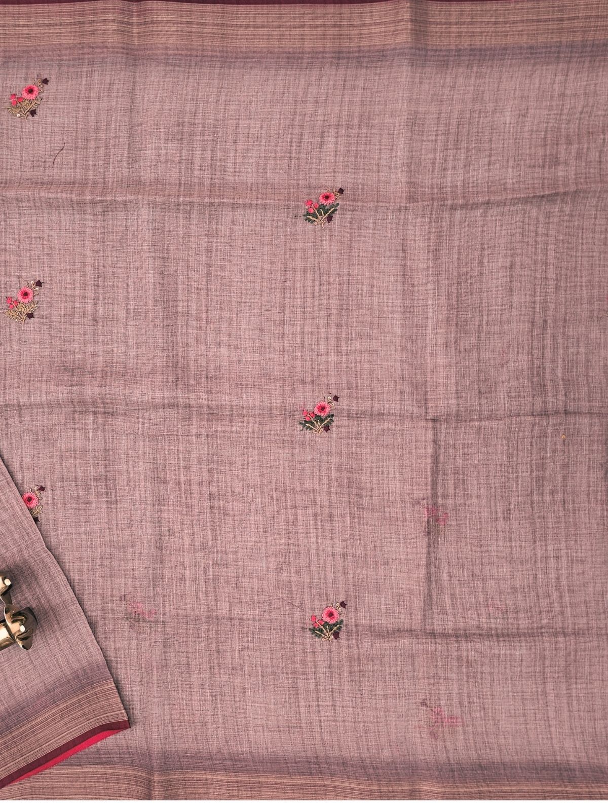 Linen Tissue with Embroidery  Work - Lavender
