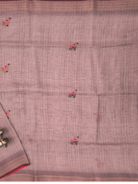 Linen Tissue with Embroidery  Work - Lavender