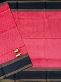 Semi Raw Silk - Peach with Black