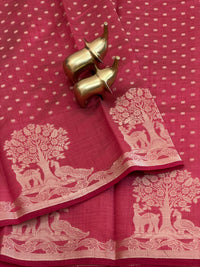 Tussar Silk Cotton Saree - Maroon