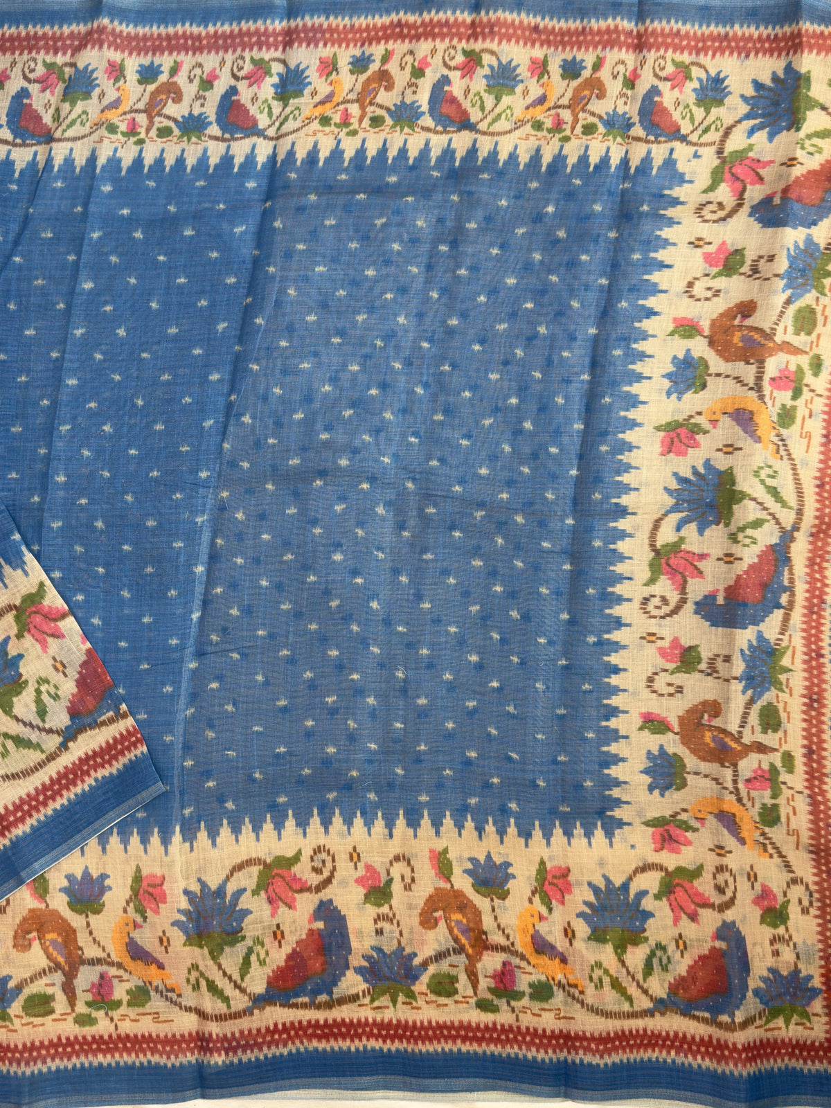 Linen Tissue with Digital Printed Sarees - Blue