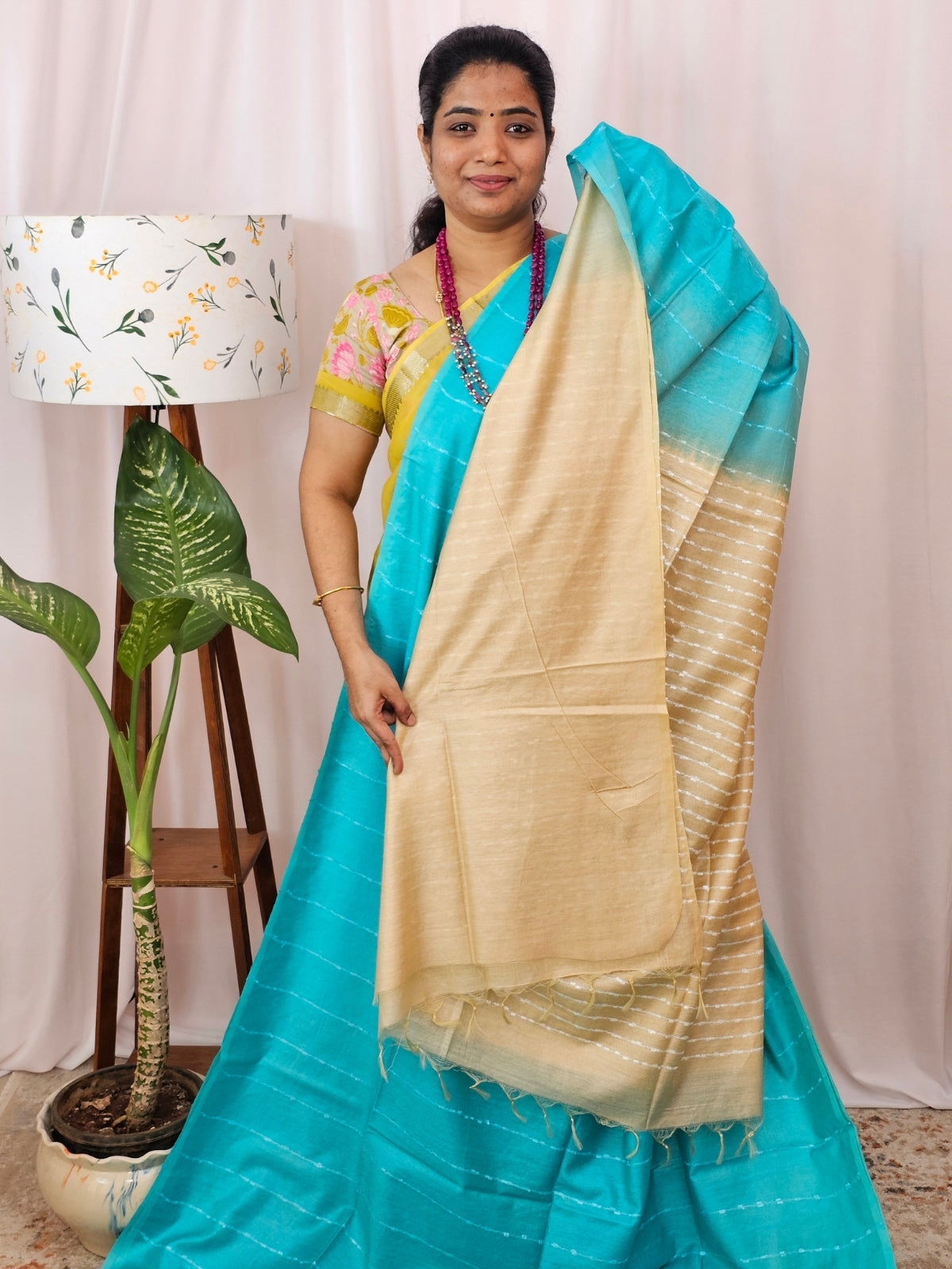Bhagalpuri Fancy Sarees - Blue with Cream