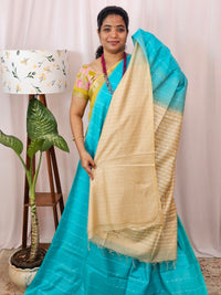 Bhagalpuri Fancy Sarees - Blue with Cream
