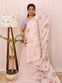 Premium Semi Tussar Kota Weaving Saree - Pink