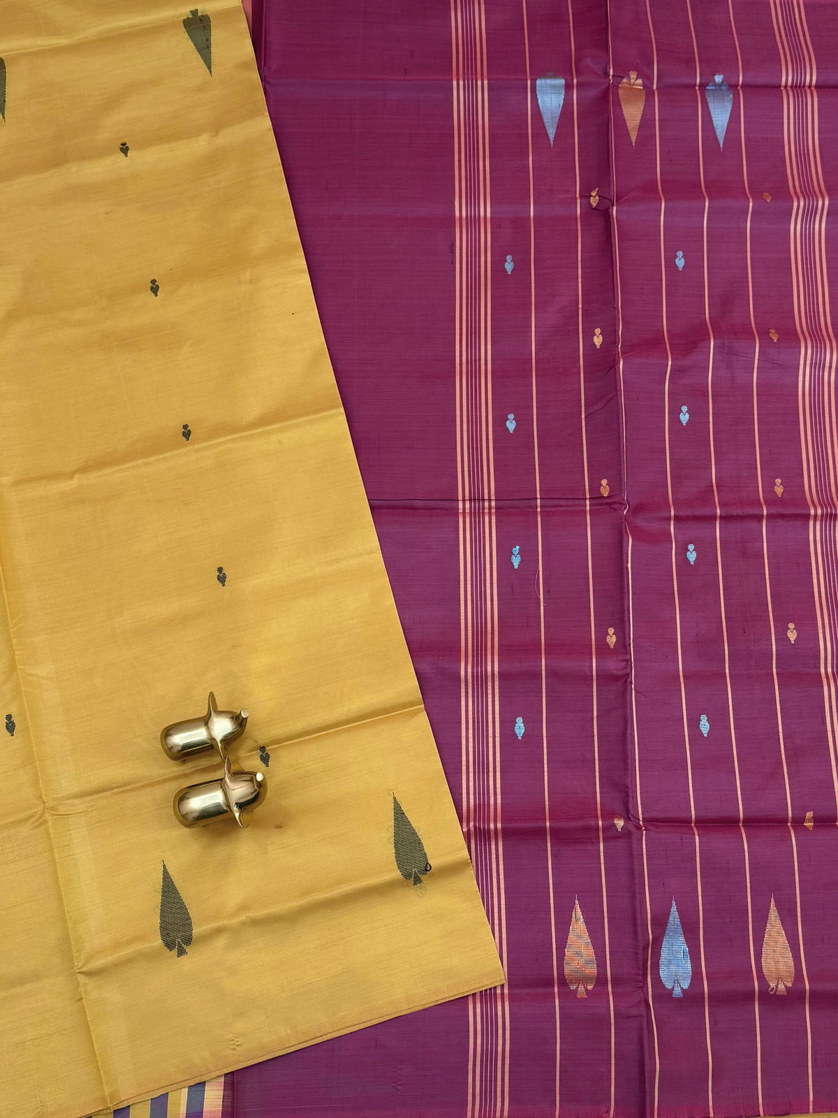 Chinnalampattu Saree - Yellow with Magenta Pink