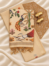 Soft Cotton with Weaving Floral Pattern  - Cream