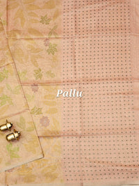 Soft Chanderi with Tissue Floral Digital Prints with Sequence Weaving - Peach