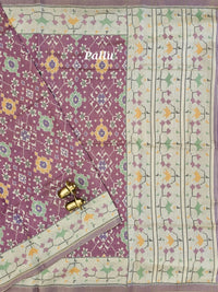 Patola Inspried Semi Tussar Saree  - Dark Onion Pink