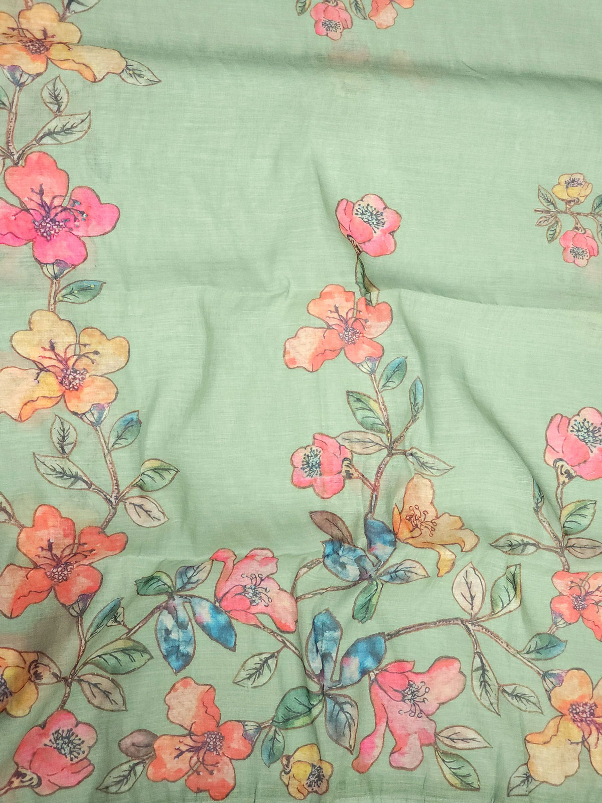 Linen Unstitched Salwar - Green