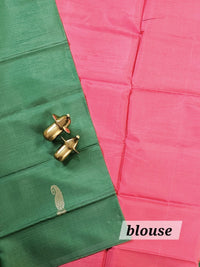 Chinnalampattu Saree with Blouse - Green with Pink