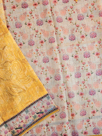 Unique Semi Tussar with Zari Weaving Butti - Yellow