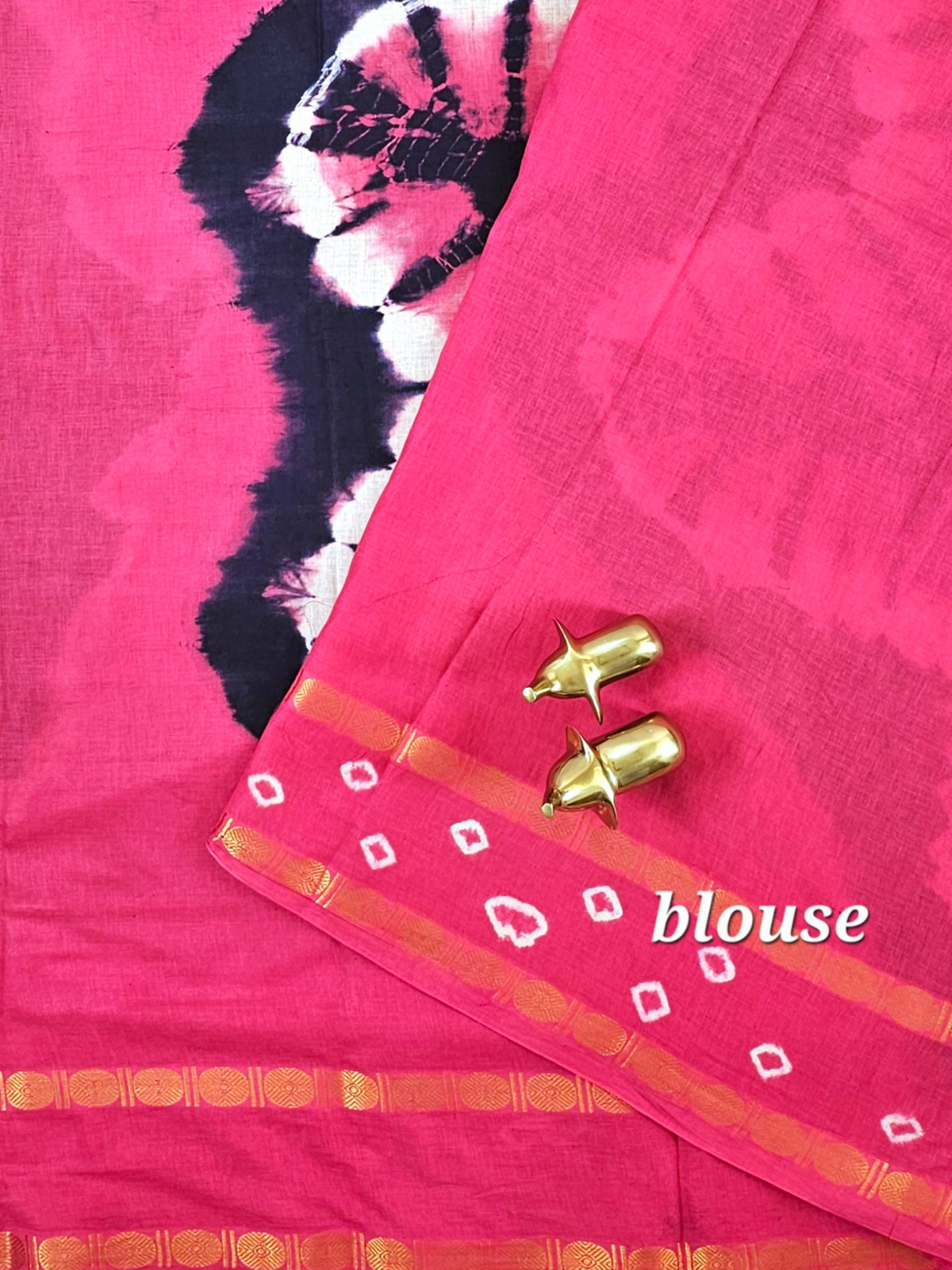 Madurai Sungadi Cotton Saree - Blue with Pink