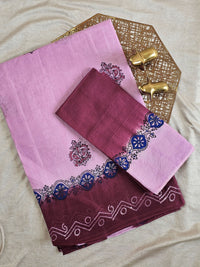 Pure Cotton with Hand Block Prints - Pink with Magenta Pink