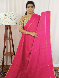 Soft Semi Tussar with Zari Weaving Saree - Pink