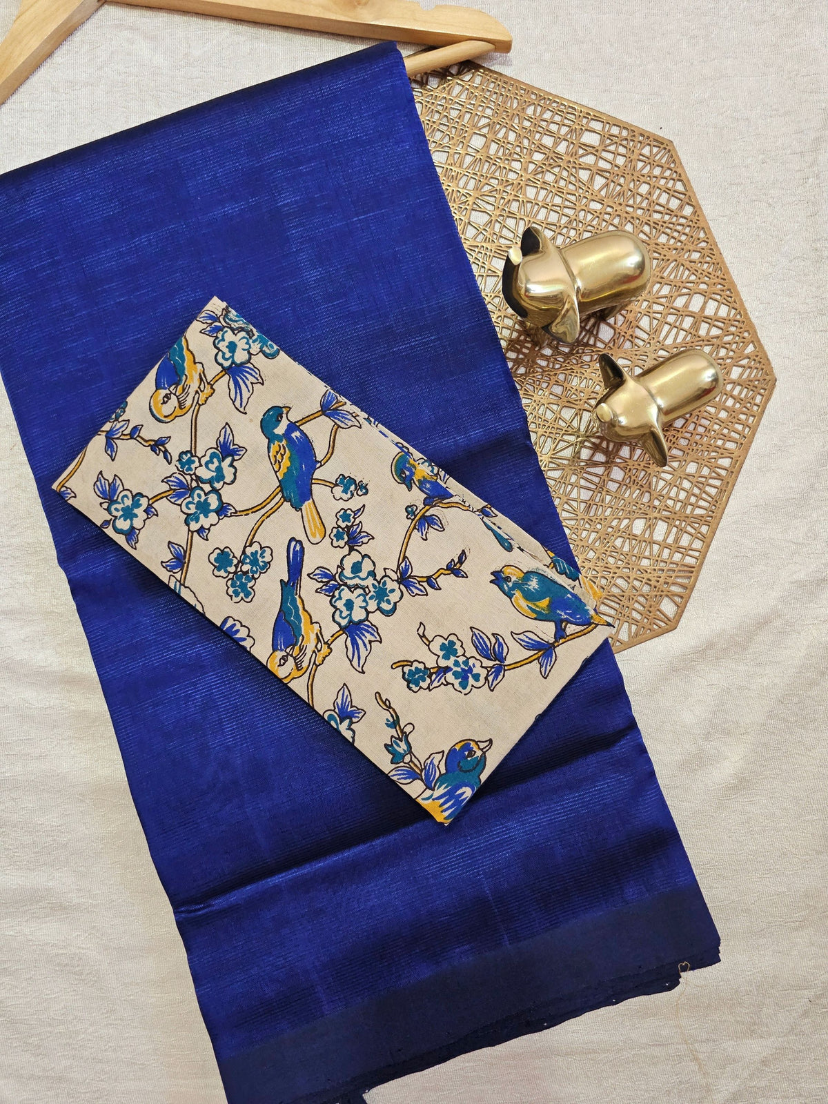 Handwoven Mangalagiri Plain Pattu Saree - Blue