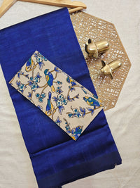 Handwoven Mangalagiri Plain Pattu Saree - Blue