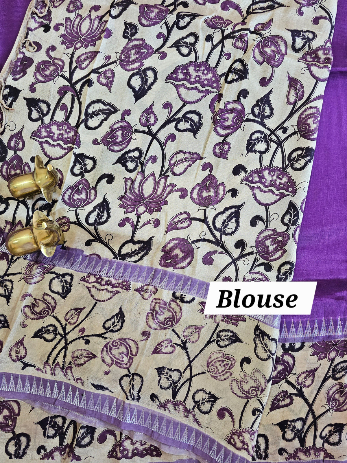 Chennuri Silk With Gap Border Kalamkari Sarees - Purple