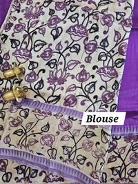 Chennuri Silk With Gap Border Kalamkari Sarees - Purple