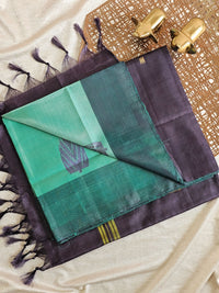 Chinnalampattu Saree - Sea Green with Grey