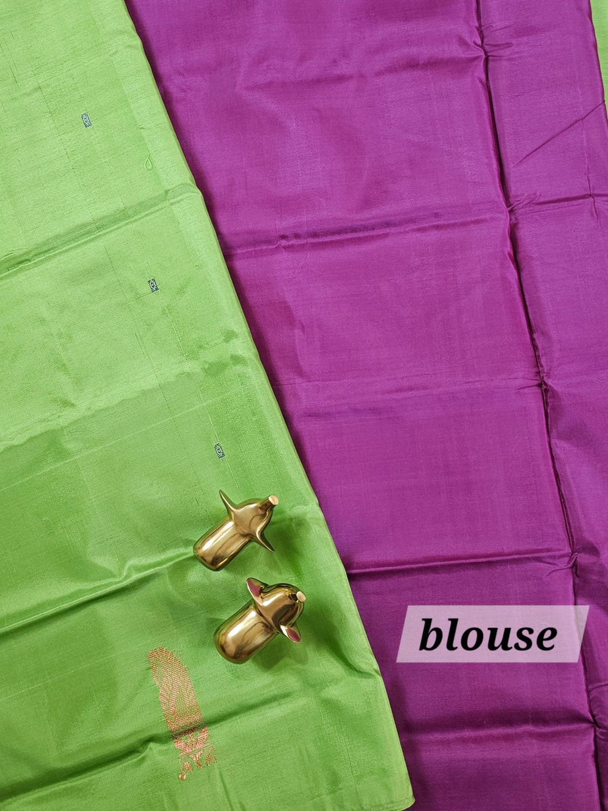 Chinnalampattu Saree with Blouse - Green with Magenta Pink