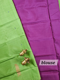Chinnalampattu Saree with Blouse - Green with Magenta Pink
