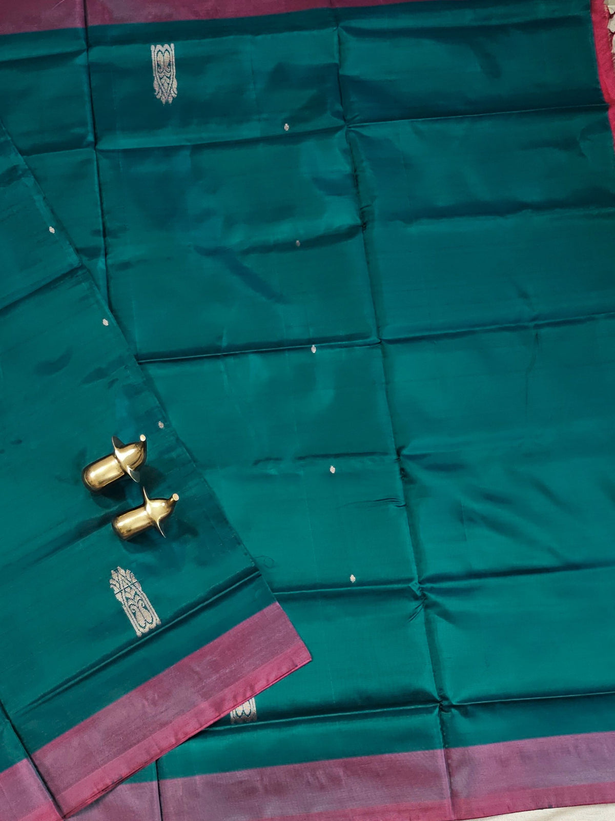 Chinnalampattu Saree - Peacock Green with Pink
