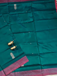 Chinnalampattu Saree - Peacock Green with Pink