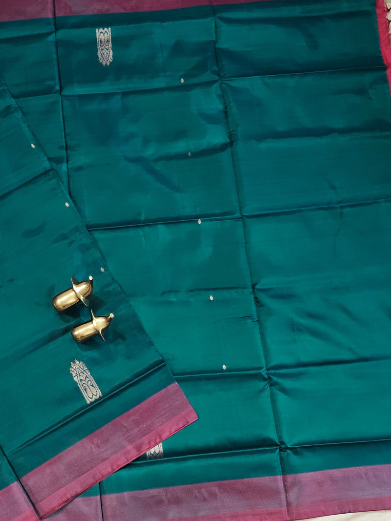 Chinnalampattu Saree - Peacock Green with Pink