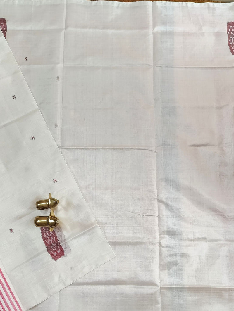 Chinnalampattu Saree - White with Red