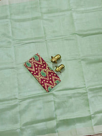Handwoven Mangalagiri Plain Pattu Saree - Pista Green