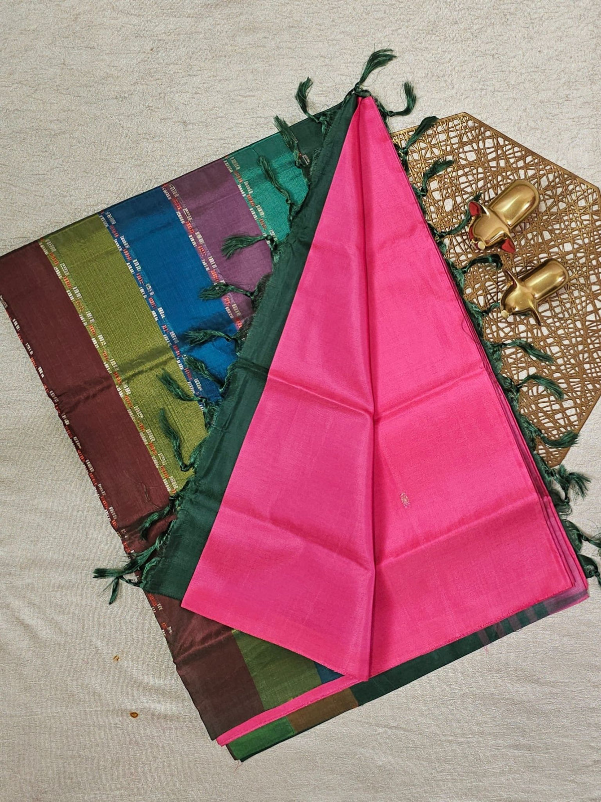 Pink with Multishade  Chinnalampattu Saree with Blouse