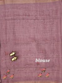 Linen Tissue with Embroidery  Work - Lavender
