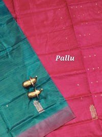 Chinnalampattu Saree - Peacock Green with Pink