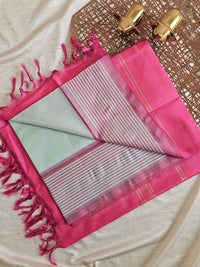 Chinnalampattu Saree - Pastel Green with Pink