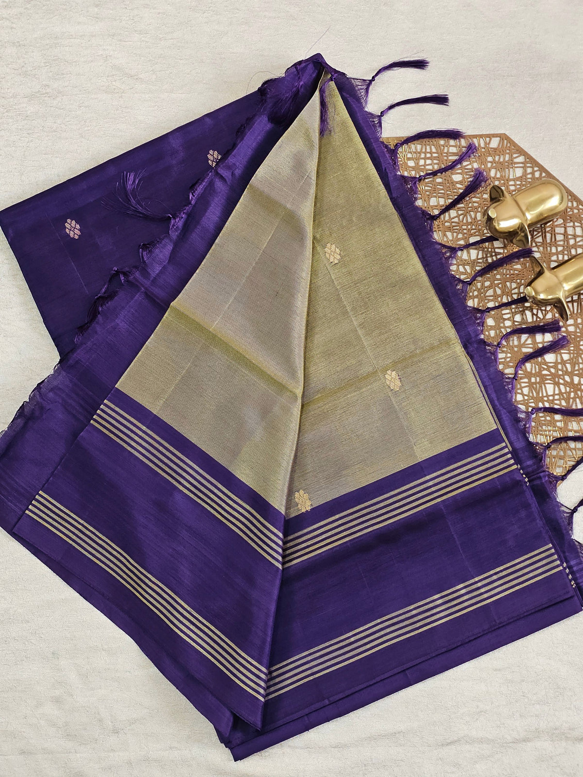 Chinnalampattu Saree - Dual Shade Green with Blue