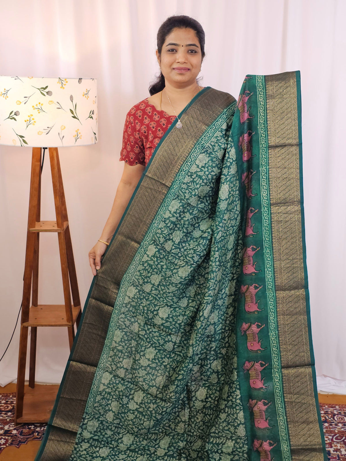 Pure Chanderi Butter Silk - Dark Green