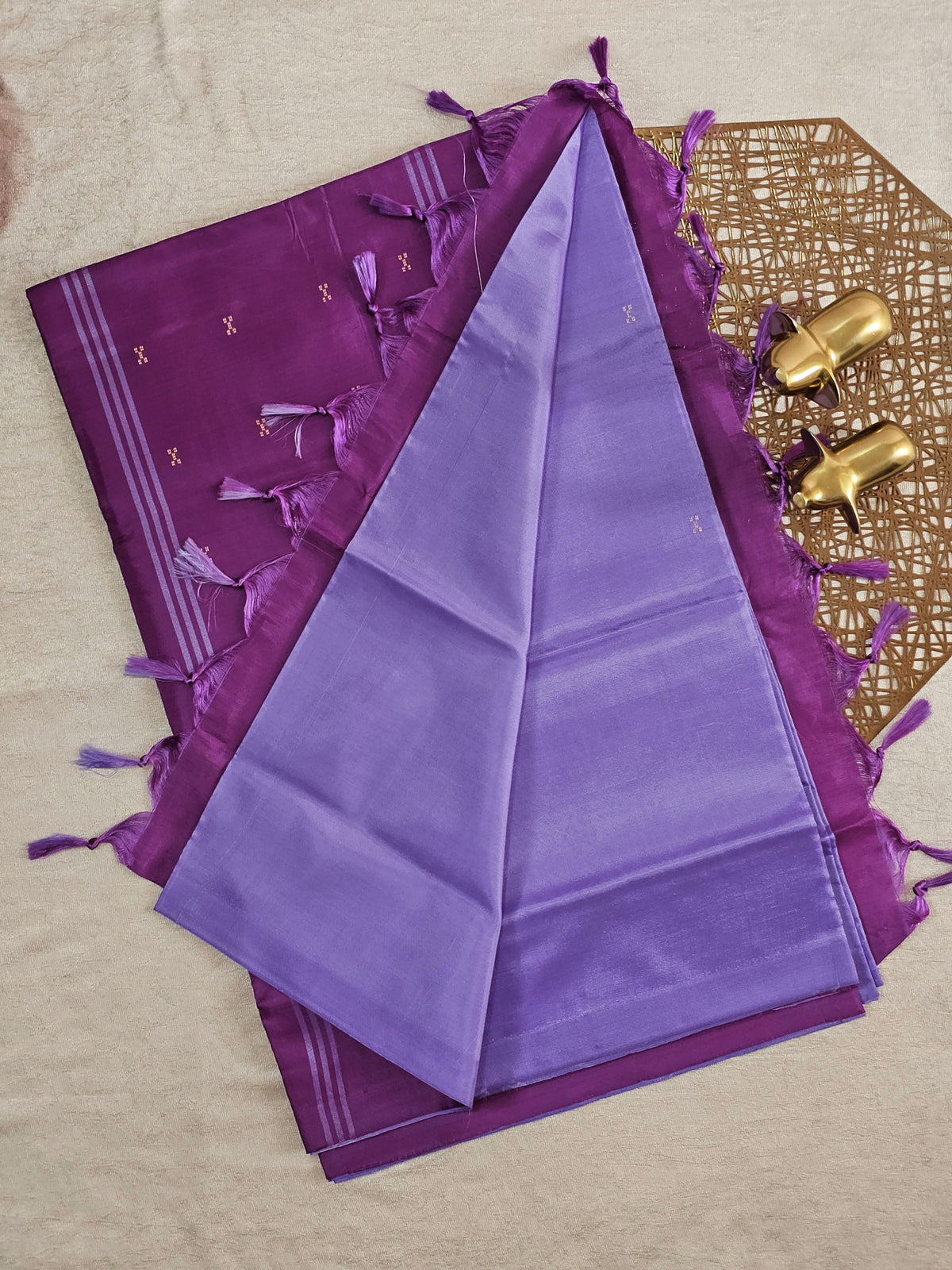 Chinnalampattu Saree - Lavender with Magenta Pink