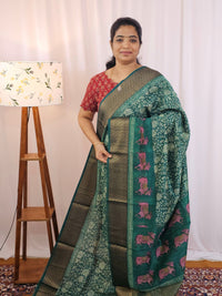 Pure Chanderi Butter Silk - Dark Green