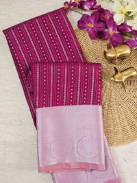 Semi Kanjivaram Soft Silk Borcade Saree - Magenta Pink with Pink