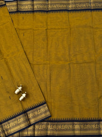 Chettinad Cotton Sarees -Dual Shade of Dark Mustard Yellow with Black