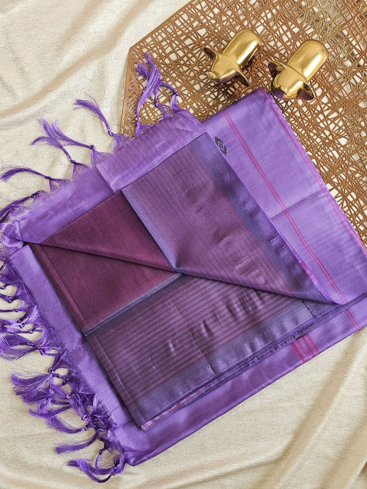 Chinnalampattu Saree - Dark wine with Lavenden