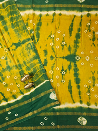 Madurai Sungadi Cotton Saree - Yellow with Green