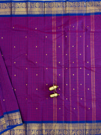 Chettinad Cotton Saree - Magenta Pink with Blue