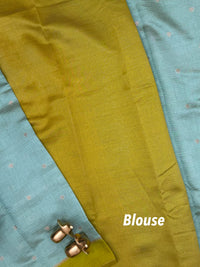 Georgette Silk Saree - Pista Green with Green