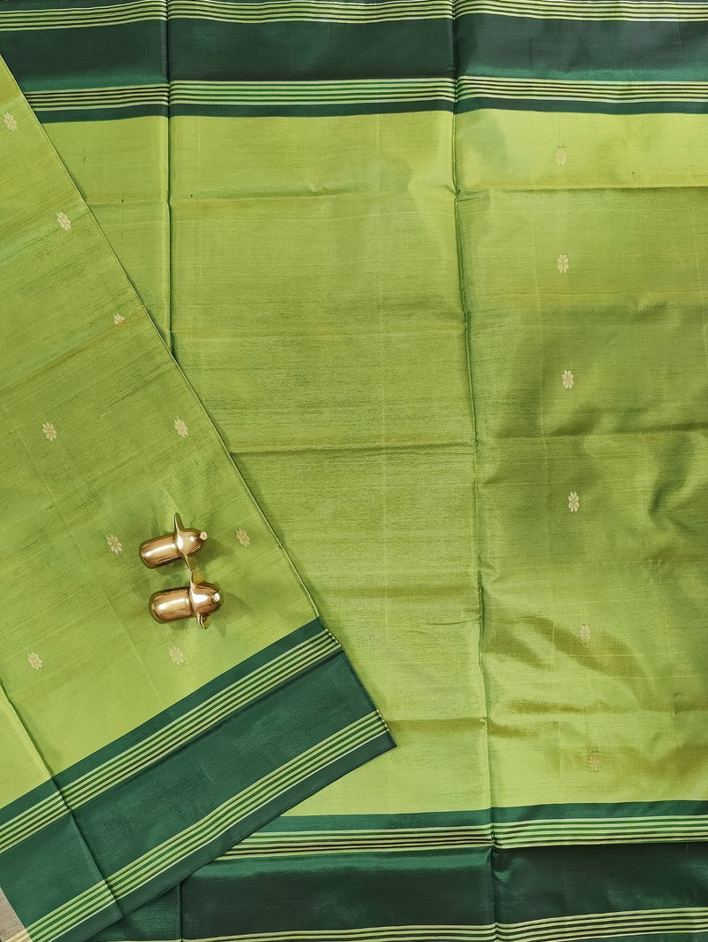 Chinnalampattu Saree - Light Green with Dark Green