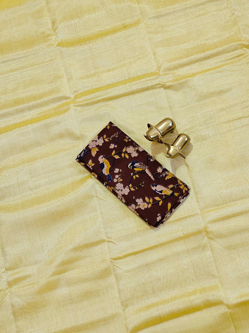 Handwoven Mangalagiri Plain Pattu Saree - Yellow