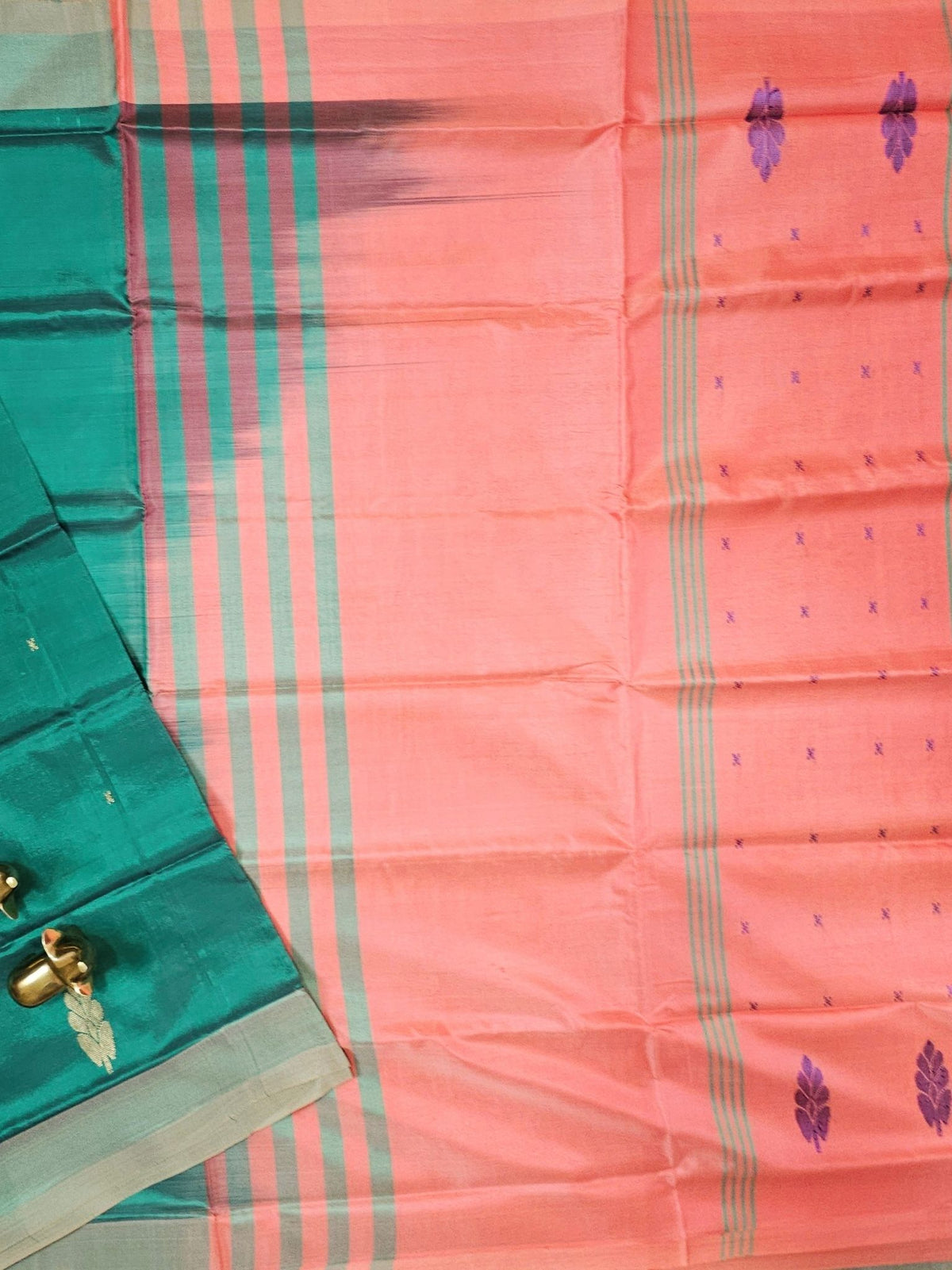 Green with Dark Peach  Chinnalampattu Saree with Blouse