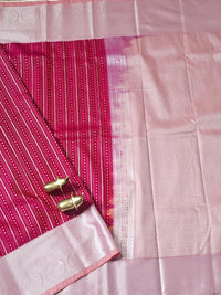 Semi Kanjivaram Soft Silk Borcade Saree - Magenta Pink with Pink