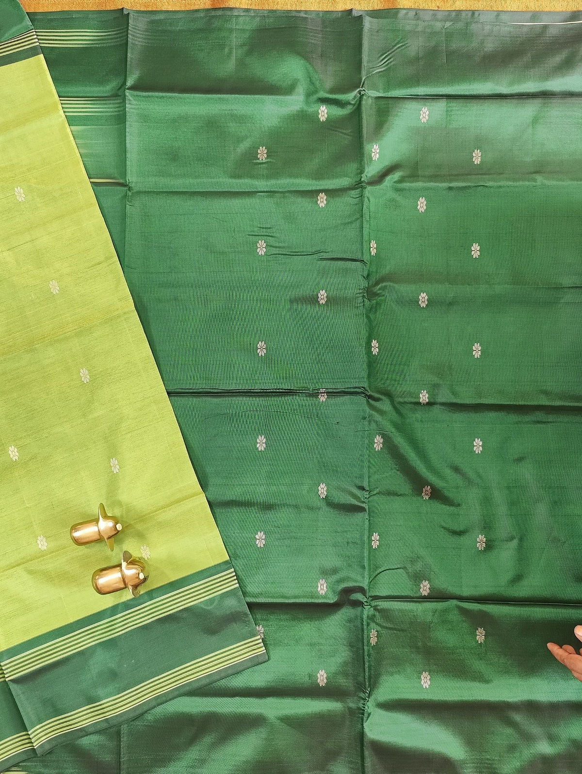 Chinnalampattu Saree - Light Green with Dark Green