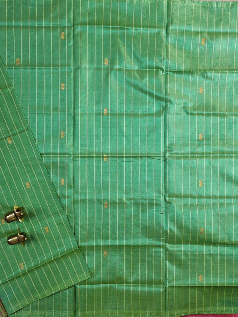 Chinnalampattu Saree - Green with Pink